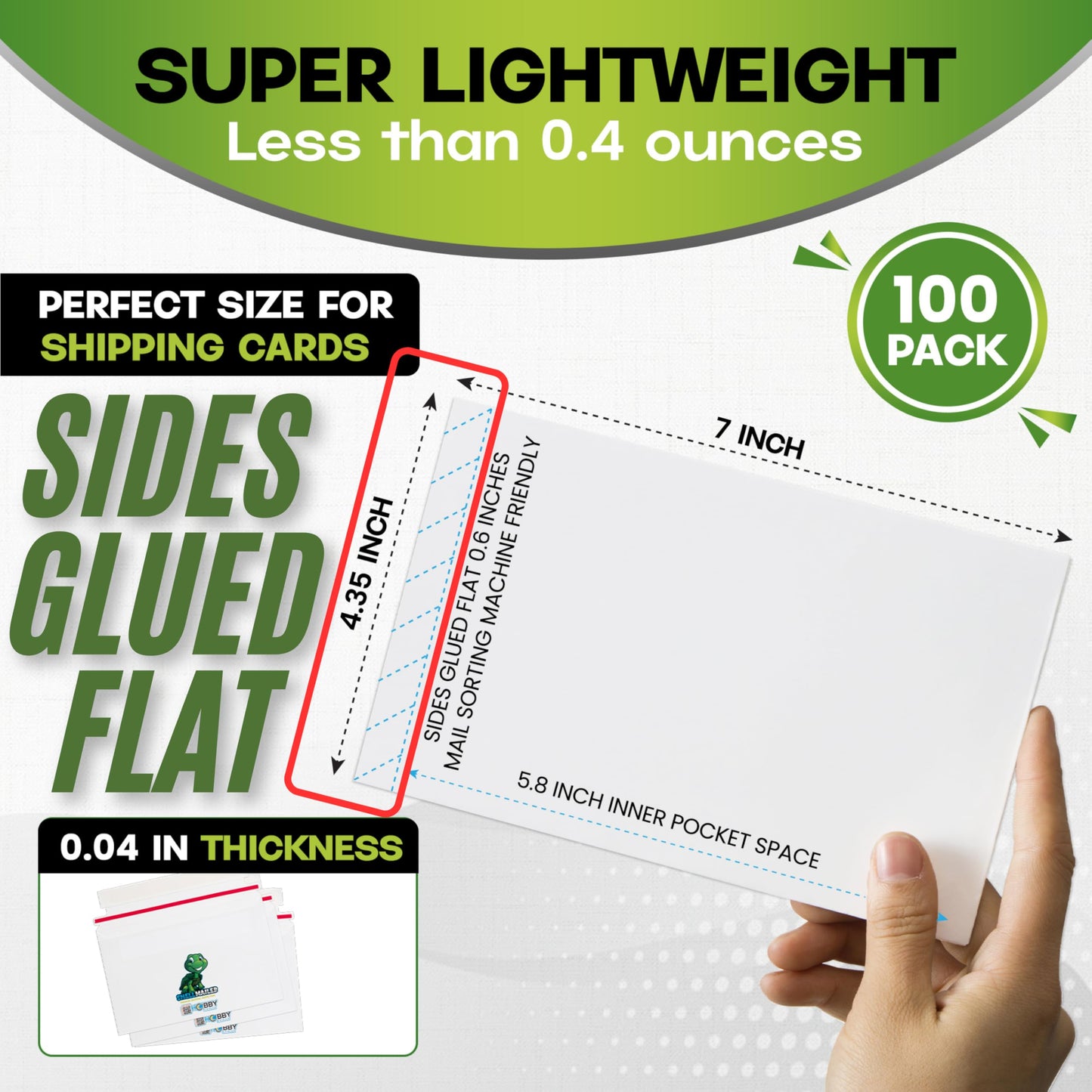 1 Pack Shell Mailer Trading Card Envelopes by Hobby Armor, 7" x 4.35" Trading Card Mailers for Shipping, Perfect Sized Shipping Envelope for Mailing