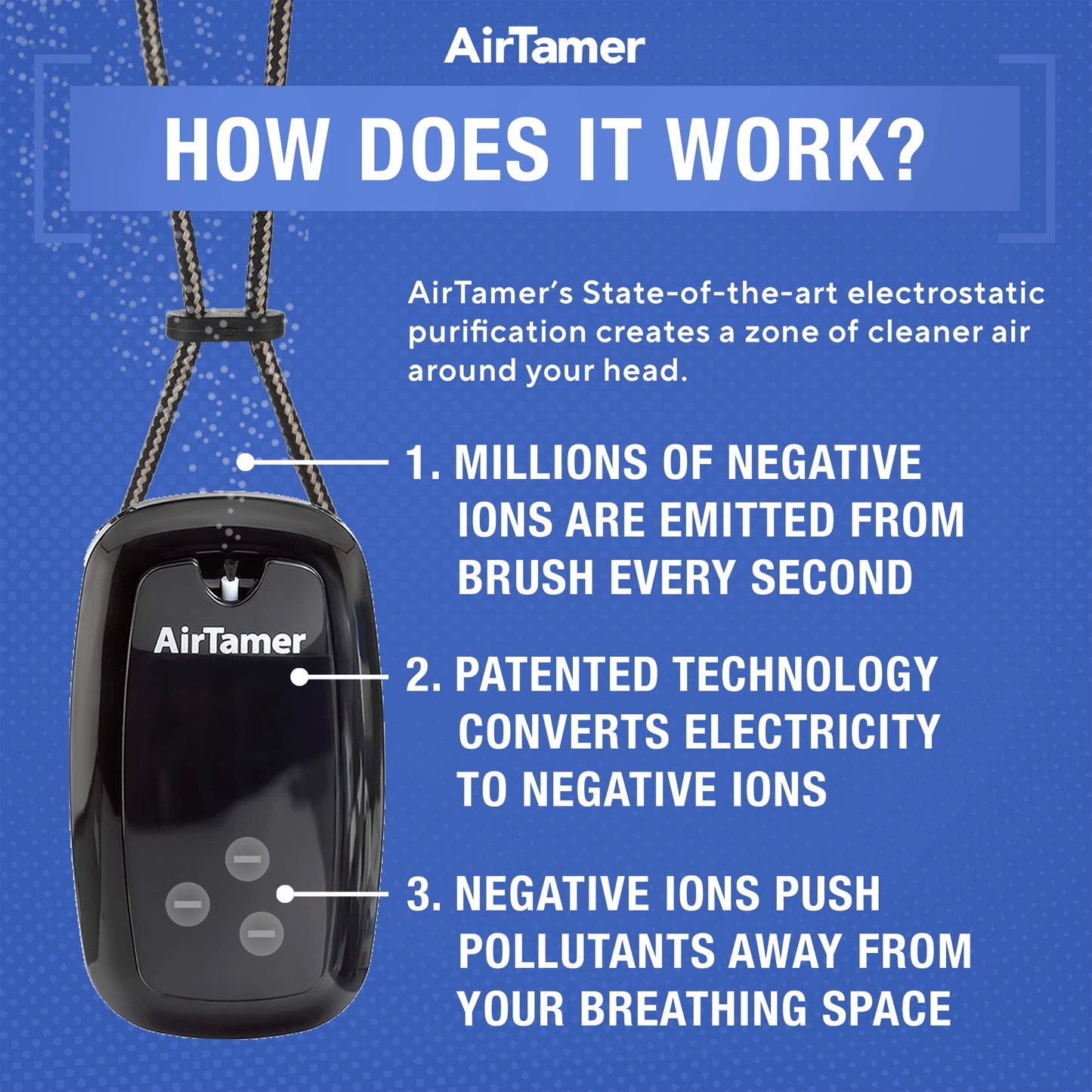 AirTamer A315 Wearable Air Purifier Necklace - Black