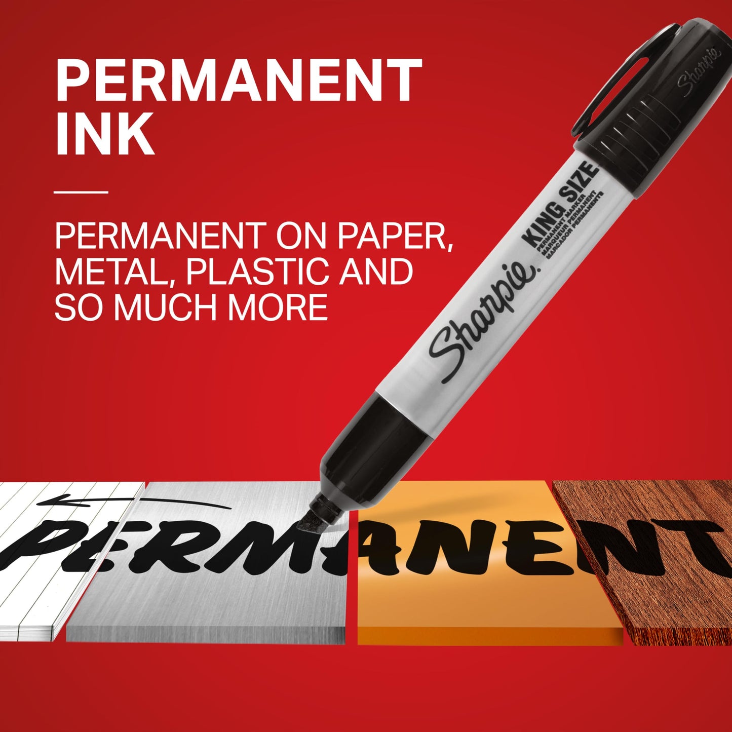 Sharpie King Size Permanent Markers, Chisel Tip, Black, 12 Count - Thick Poster Markers, Heavy Duty For Work & Industrial Use, High Capacity Ink