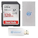 SanDisk SDXC 128GB SD Ultra Memory Card Works with Canon EOS Rebel SL3, SL2, SL1 Digital Camera (SDSDUNB-128G-GN6IN) Bundle with Everything But