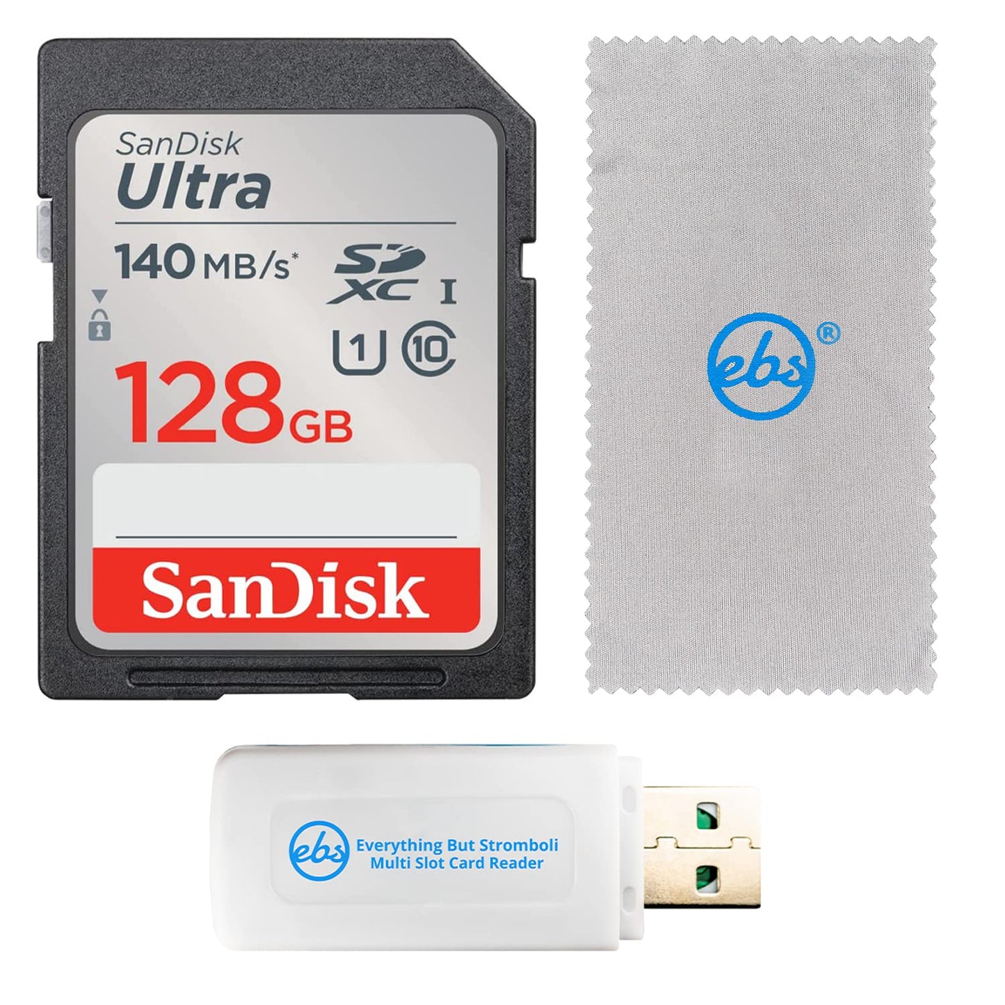SanDisk SDXC 128GB SD Ultra Memory Card Works with Canon EOS Rebel SL3, SL2, SL1 Digital Camera (SDSDUNB-128G-GN6IN) Bundle with Everything But