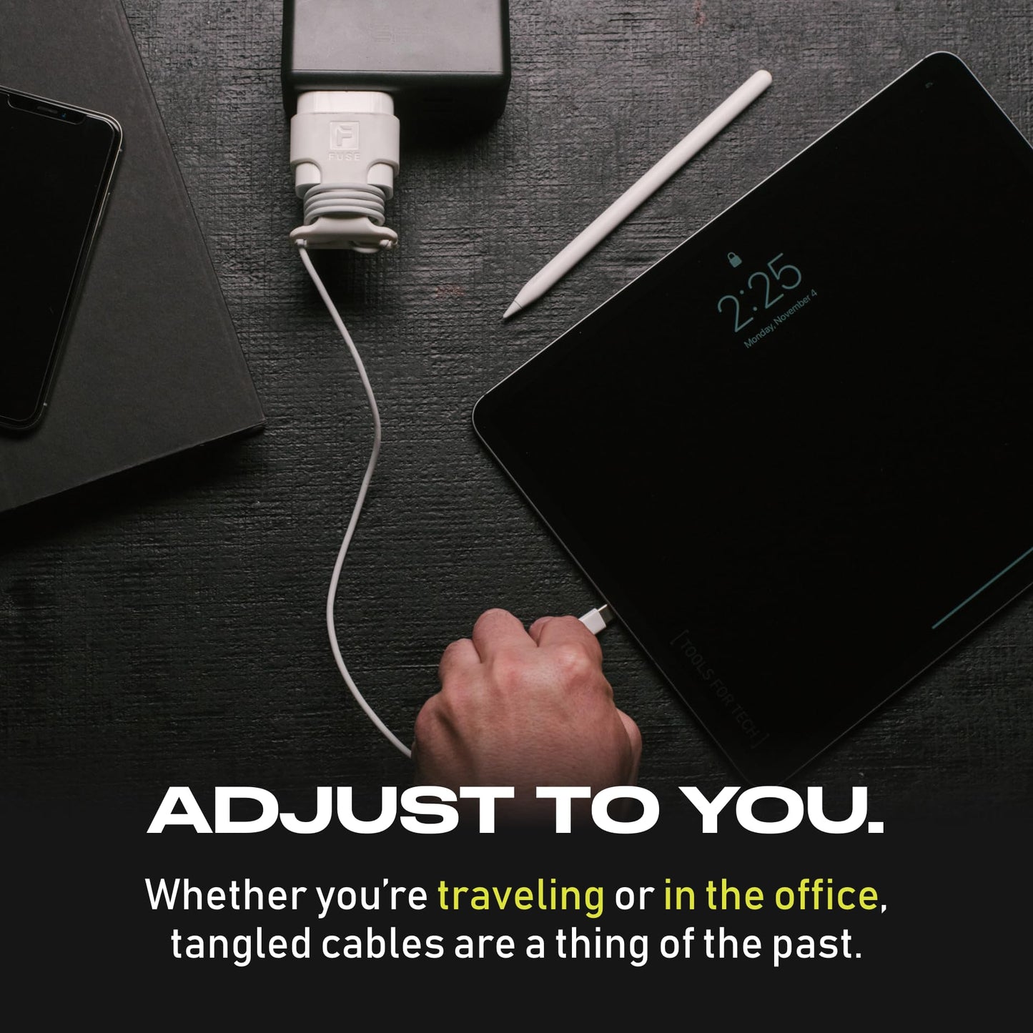 The Snap Back Charger Winder Compatible with Apple 20W/18W USB-C Chargers for Travel and Cable Management