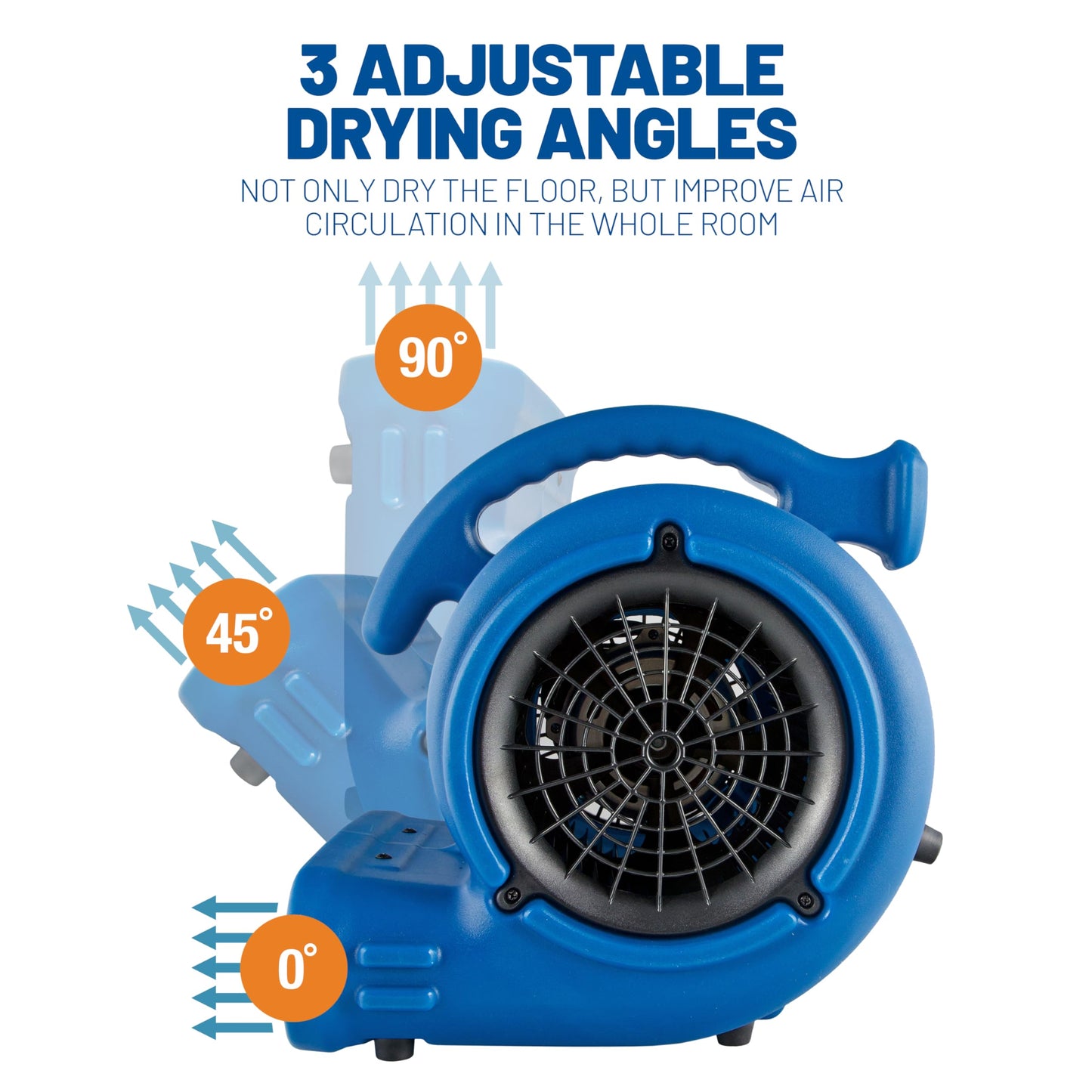BlueDri Max Storm 25 1/4 HP, 900 CFM Air Mover Blower Fan for Water Damage Restoration Carpet Dryer Floor Home and Plumbing Use, Blue, BD-MS25, Large