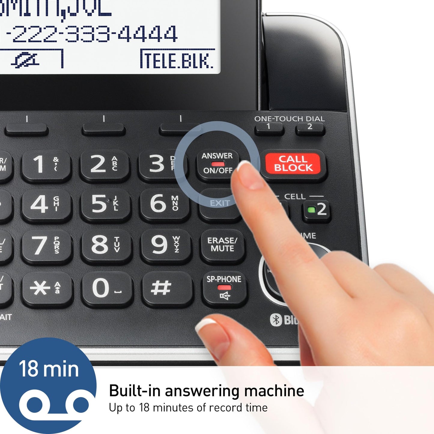 Panasonic Link2Cell Expandable Corded Cordless Phone with Digital Answering System & Smart Call Blocker, One Corded Base Unit and Two Cordless