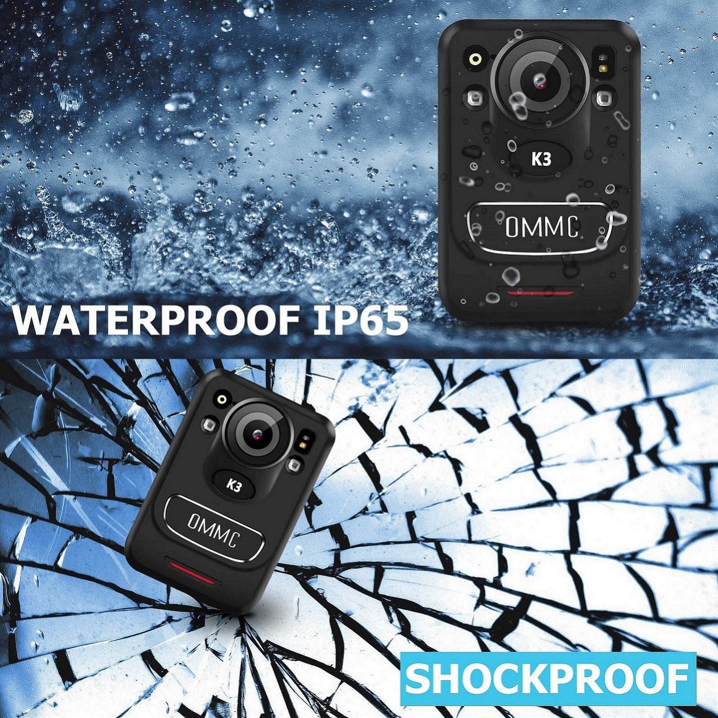 OMMC K3 1440P HD Police Body Camera,Portable Body Camera with with Audio Recording Wearable,Night Vision, 128G Memory Body Worn Camera for Law