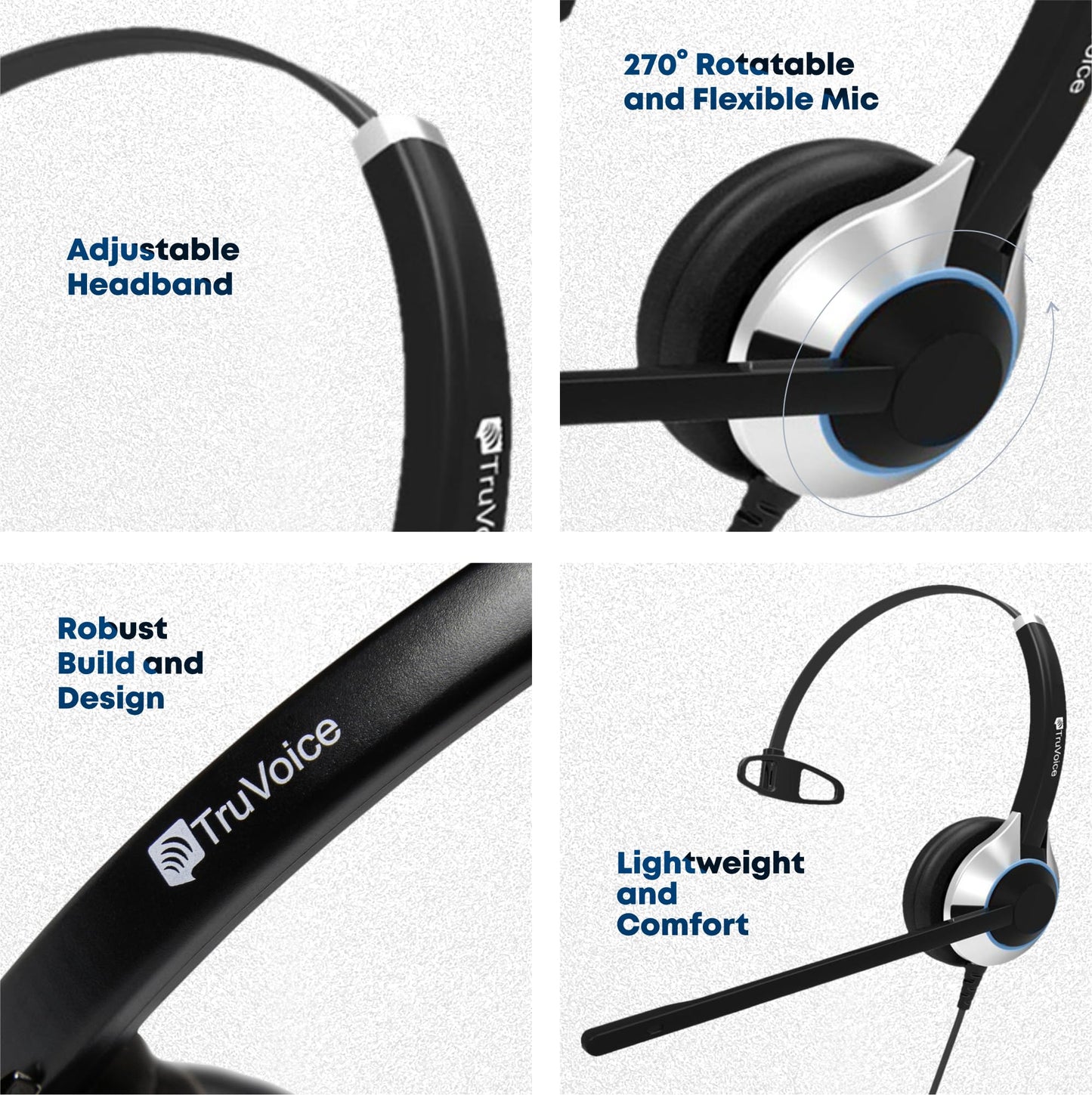 TruVoice HD-500 Premium Single Ear Headset with Noise Canceling Microphone and 2.5mm Cable for Cisco SPA303, SPA502g, SPA504g, SPA508g, SPA509g