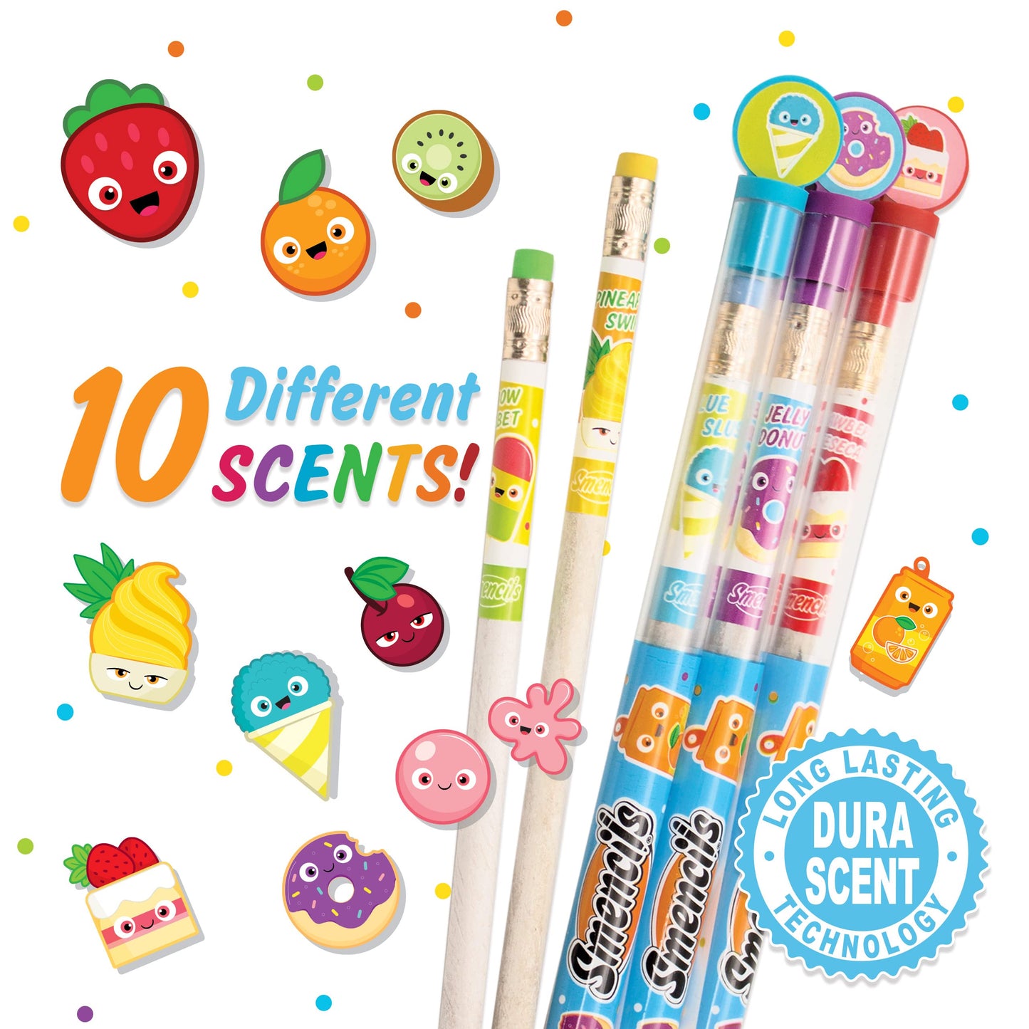 Smencils - Patented Gourmet Scented Graphite HB #2 Pencils Made from Recycled Newspapers, 10 Count, Gifts for Kids, School Supplies