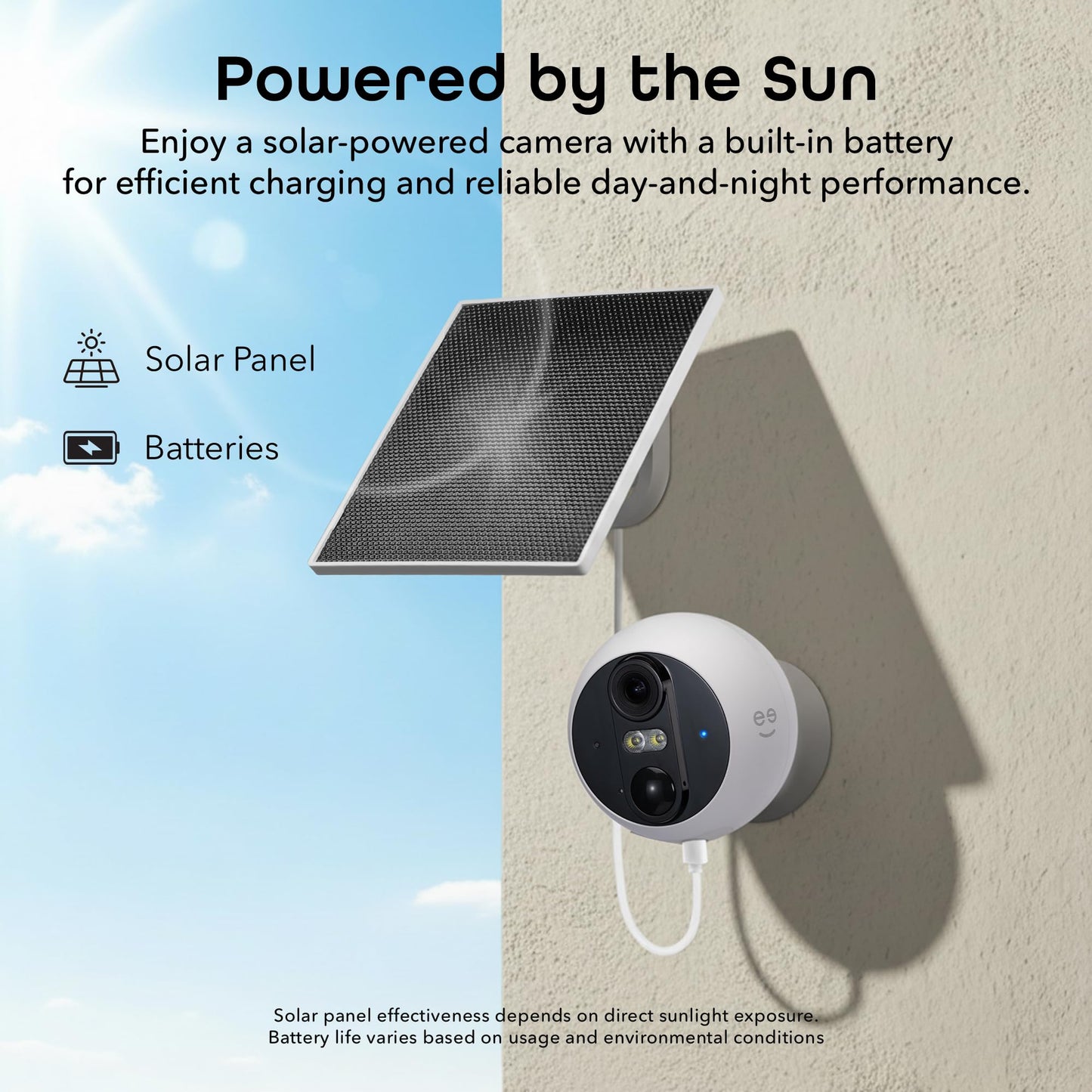 Geeni Perch 3MP Smart Magnetic Battery Camera with 3W Solar Panel - 2K HD Outdoor Wireless Security Camera with Continuous Solar Power, Color Night