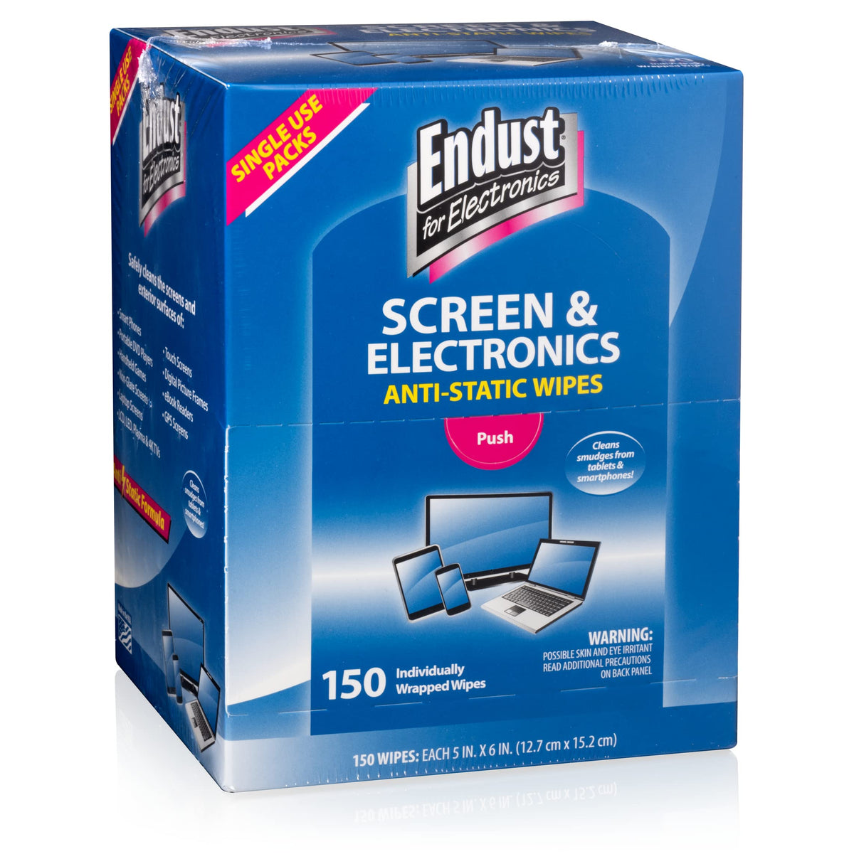 Endust for Electronics; Individually Wrapped, Portable, Anti-Static, Screen & Electronics Cleaning Wipes; 150 Count (14316)