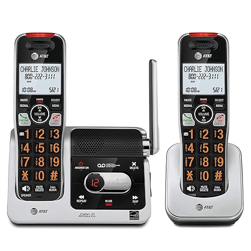 AT&T BL102-2 DECT 6.0 2-Handset Cordless Phone for Home with Answering Machine, Call Blocking, Caller ID Announcer, Audio Assist, Intercom,