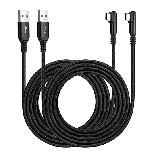 ROFICORD USB Type C Charger Cable 3A, [2-Pack 10ft+10ft] Right Angle 90 Degree Fast Charging Braided Cord Compatible with Galaxy S10 S9 and Other Type