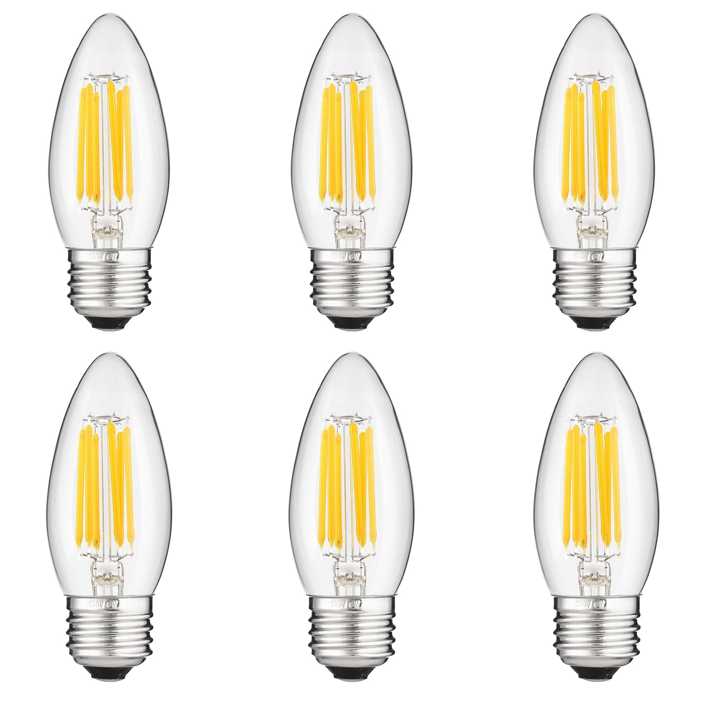 Sunlite 41077 LED Filament B11 Torpedo Chandelier Light Bulb, 5.5 Watts (60W Equivalent), 600 Lumens, Medium E26 Base, Dimmable, Edison Style, 90 CRI