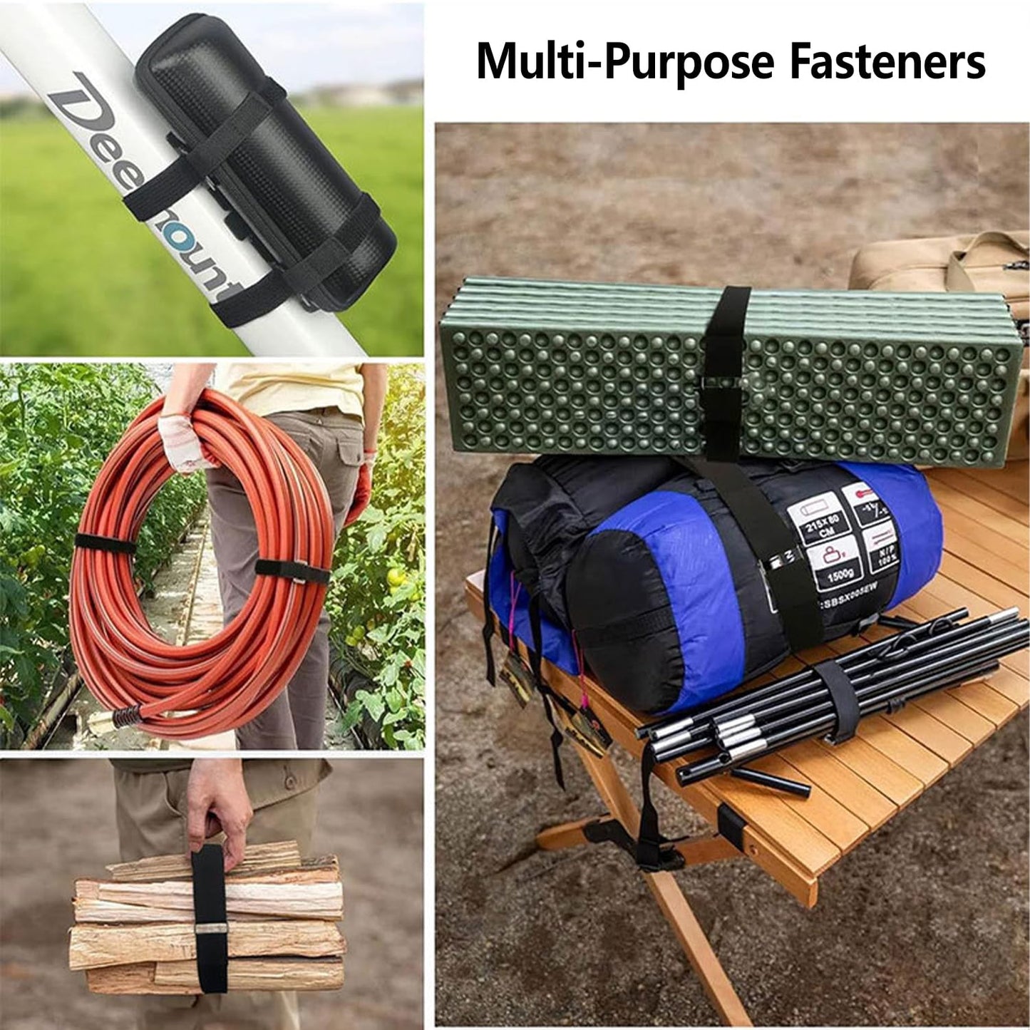 1 in x 32 ft Adjustable Fastening Cable Straps, Hook and Loop Straps with 50 Metal Buckles, Reusable Nylon Securing Cord Ties for Organizer or