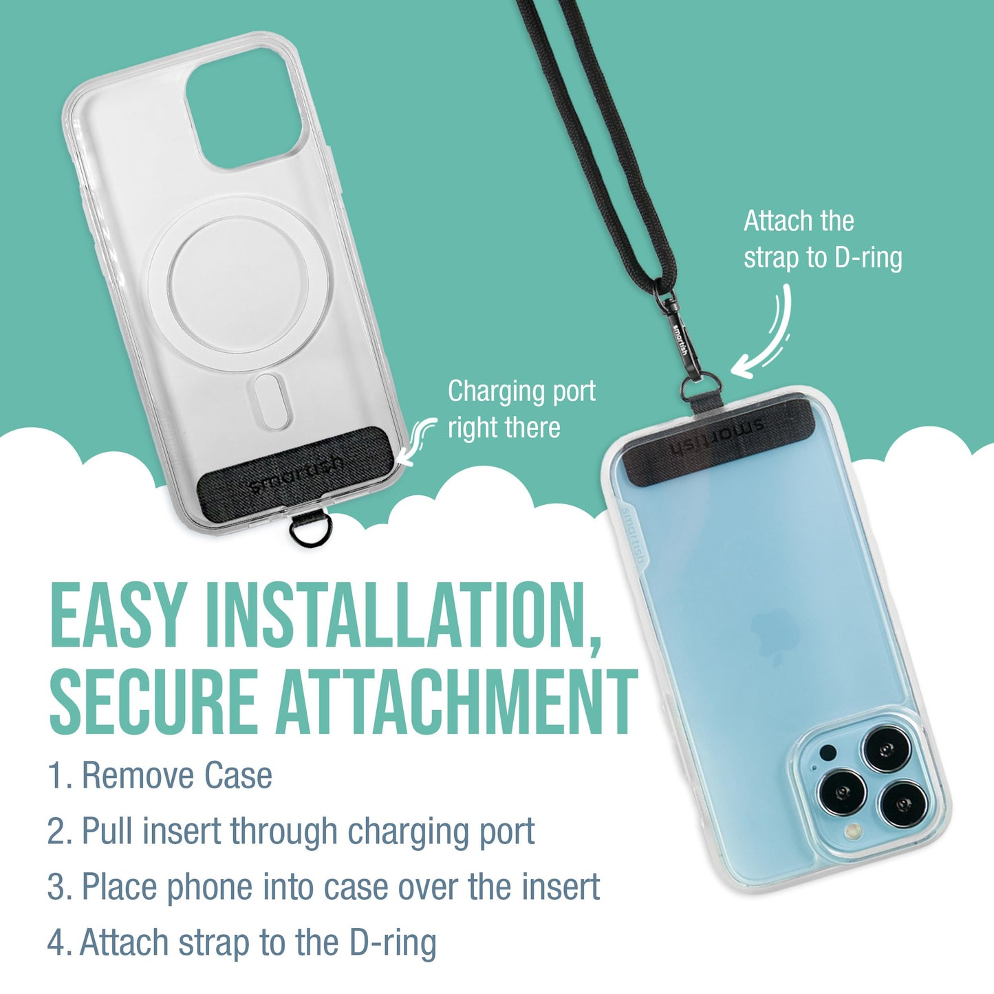 Smartish Phone Lanyard - Case Clinger - Universal iPhone Holder w/Detachable Crossbody Shoulder Neck Strap Gift for Women/Girls for Phone Cases