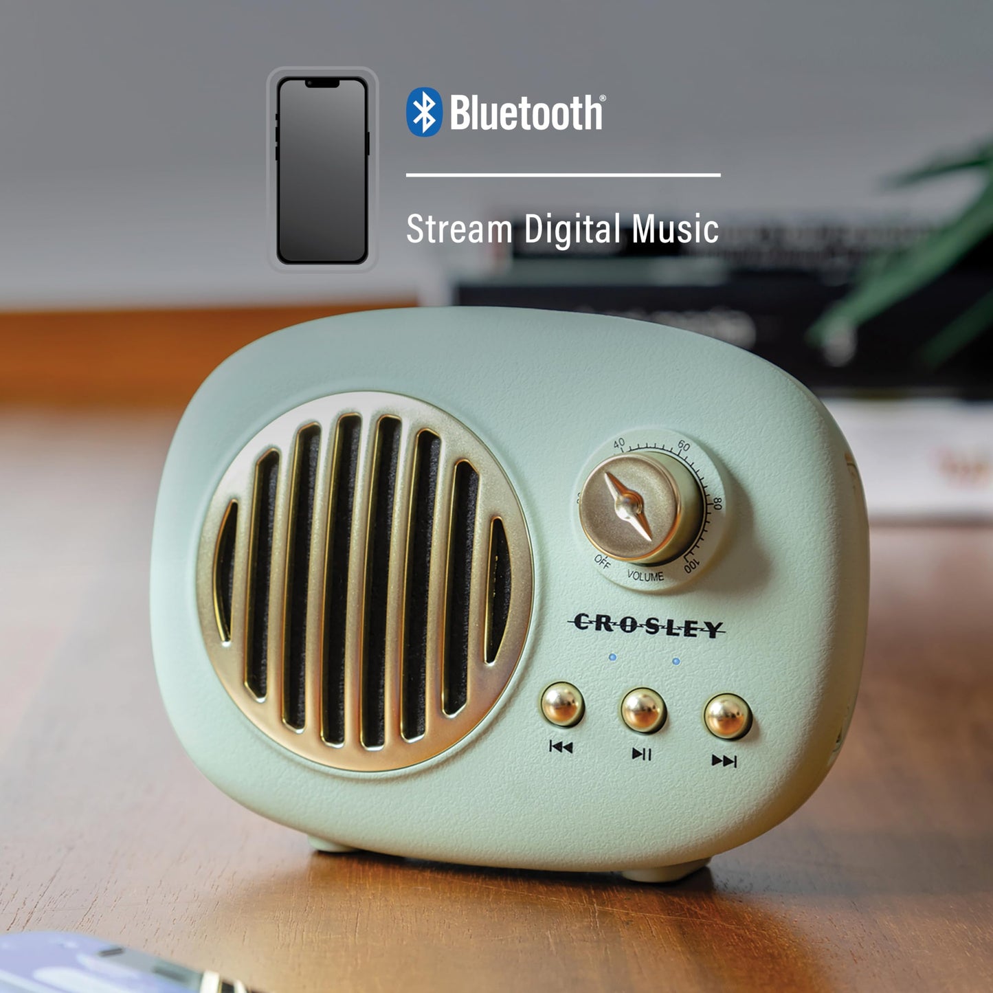 Crosley CR3044A-MN Piper Portable Bluetooth Speaker, Mint