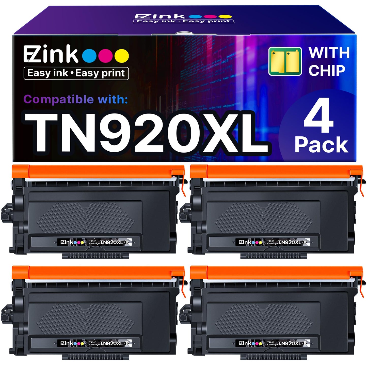 TN920XL Toner Cartridge for Brother TN920 for HL-L6210DW(4 Black with Chip)
