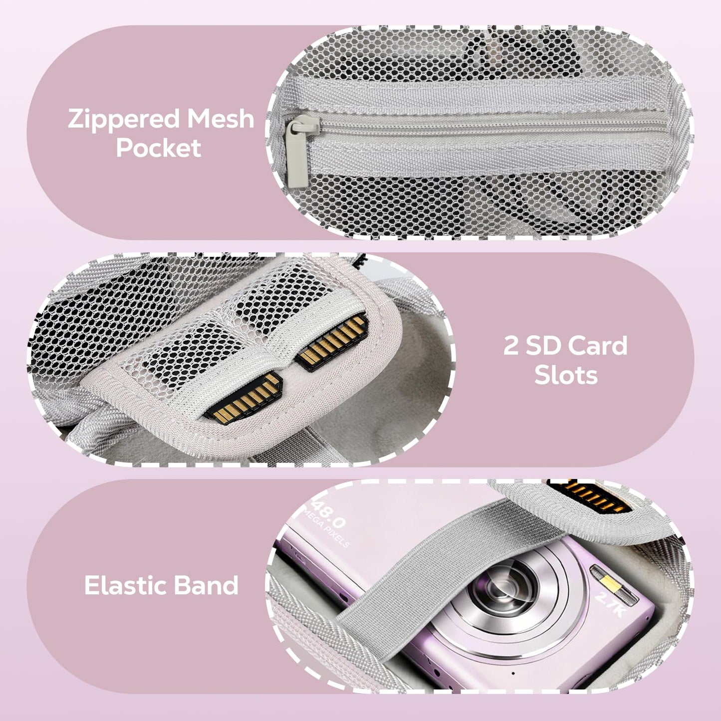 MoKo Digital Camera Case for KODAK PIXPRO FZ55/FZ45/CAMKORY DC403 FHD 1080P/Canon IXUS 285 HS/STUOGYUM DC402-AF, Small Cute Travel Carrying Protective