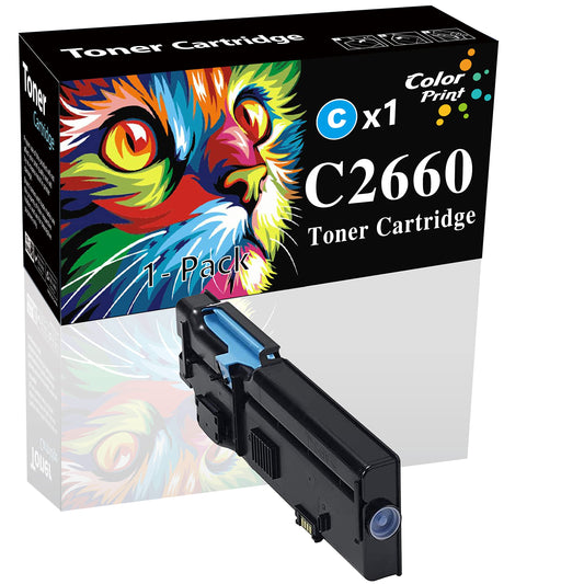 ColorPrint Compatible 2660DN Toner Cartridge Replacement for Dell C2665dnf 593-BBBT C2660 C2660dn C2665 2665dnf 2660 dn Laser Printer (1-Pack, Cyan)