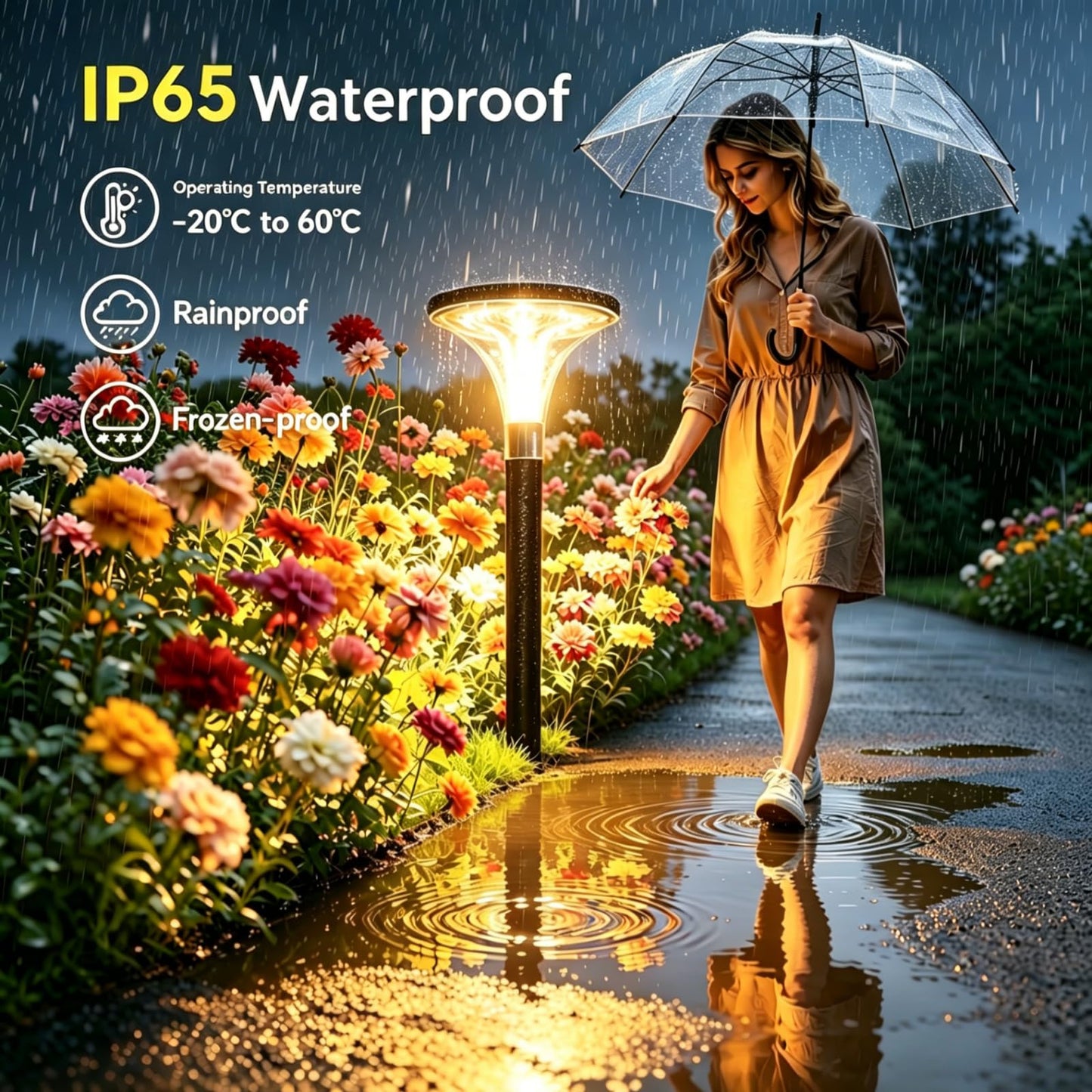 TuyLuxe Solar Pathway Lights, 200LM Bright Garden Lights Solar Powered, 29" Tall, Auto ON/Off Outdoor Lighting for Yard Walkway Driveway Landscape