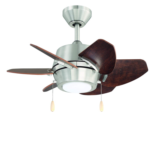 Litex Industries GA24BNK6L Litex Gaskin Sleek 24”Ceiling Fan Brushed Nickel Finish with 6 Glazed Cherry/Driftwood Reversible Blades, UL Rated