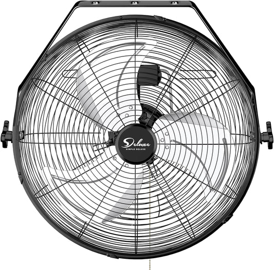 Simple Deluxe 18 Inch Industrial Wall Mount Fan, Max 4200 CFM 3 Speed Commercial Ventilation Metal Fan for Warehouse, Greenhouse, Workshop, Patio
