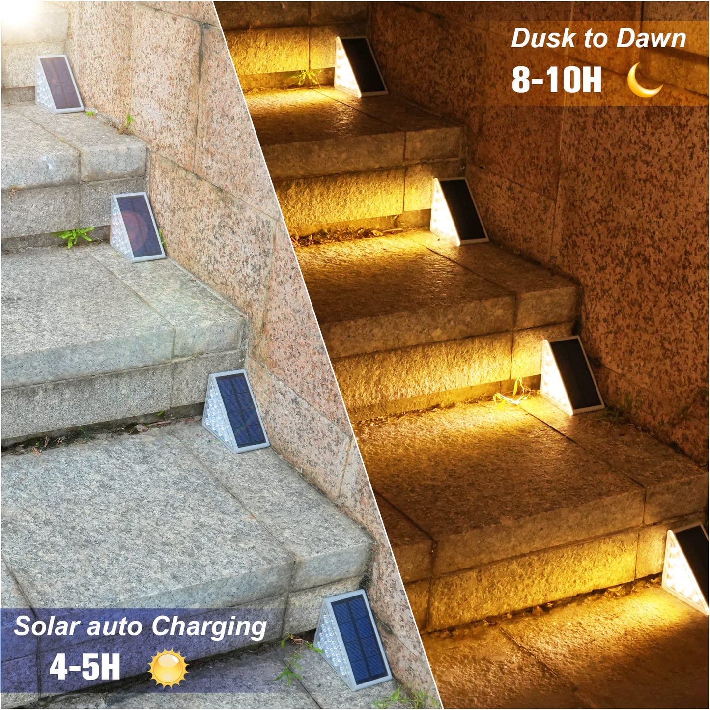 VOLISUN Solar Stair Lights 6 Pack, Solar Step Lights Outdoor Waterproof IP67, LED Outdoor Step Light,Outdoor Light Decor for Garden Stair, Deck, Front