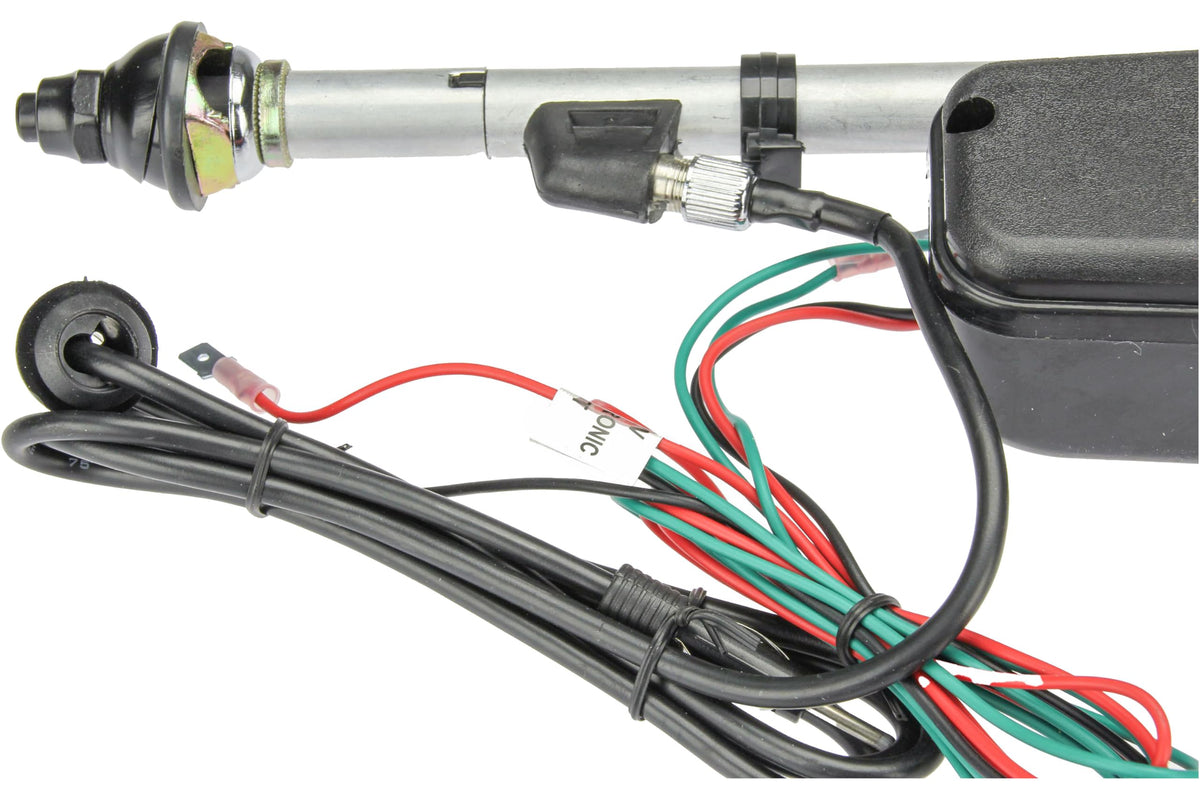 URO Parts AUTA2050B Power Antenna Kit, Universal Power Antenna w/Black Mast; Includes mounting Hardware and Electrical connectors; for Vehicles with 0-30 Degree Body Slopes
