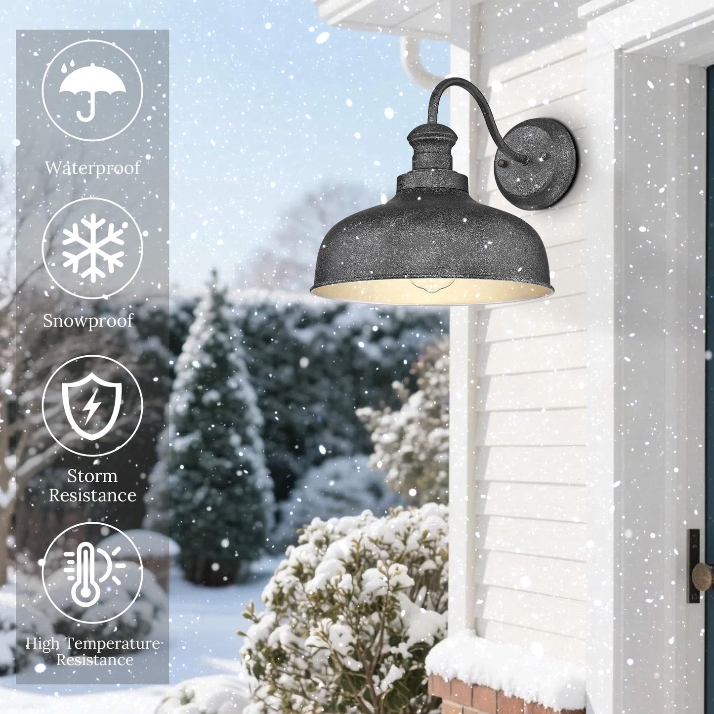 Outdoor Farmhouse Barn Light, Outside Wall Sconce, Weather Resistant Anti-Rust Farmhouse Exterior Wall Light, Outdoor Lantern Lamp for Porch, Garage