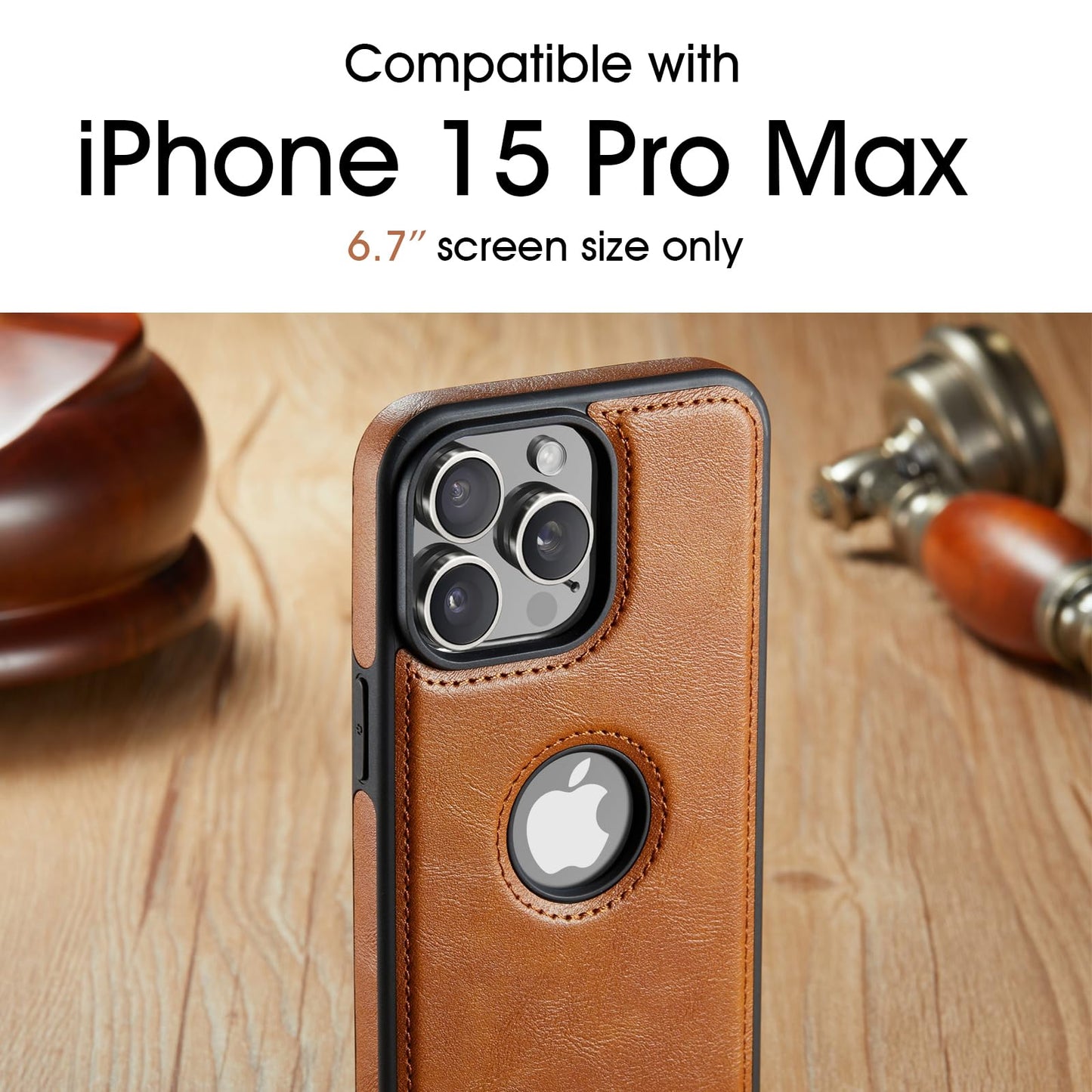 Casus Magnetic Leather Case for iPhone 15 Pro Max, MagSafe Compatible, Business Classic Style, Shockproof Slim Fit Protective Cover for Men & Women