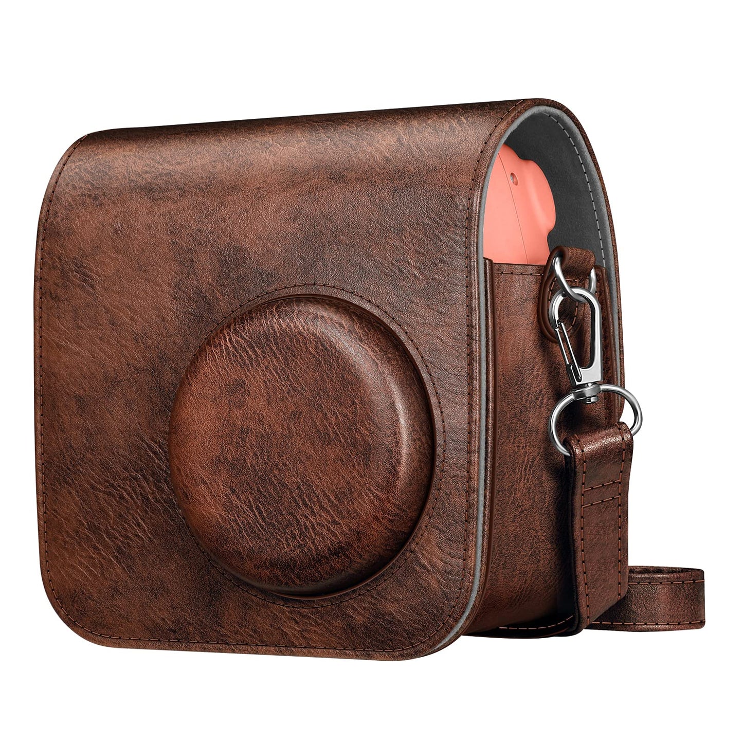 Fintie Protective Case for Fujifilm Instax Mini 7+ Instant Camera - Premium Vegan Leather Bag Cover with Removable Adjustable Strap, Vintage Brown