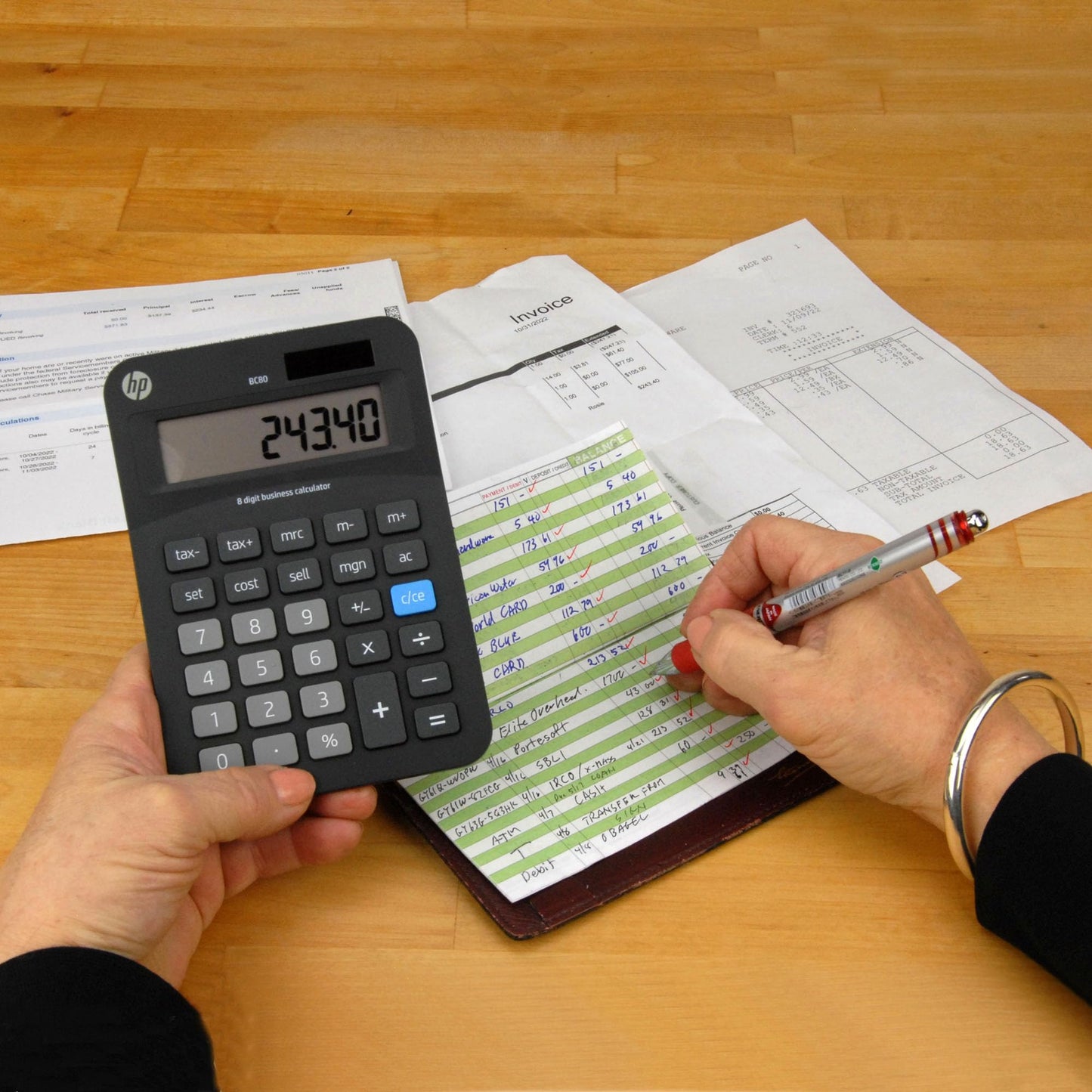 HP - Mini Desktop Business Calculator, 8-Digit Solar Powered Desktop Calculator