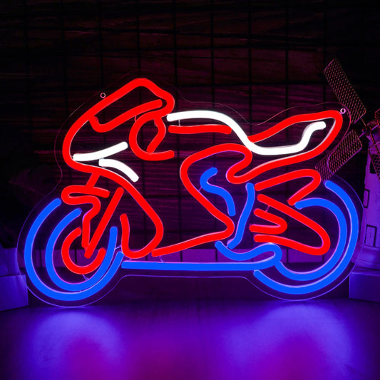 Motorcycle Neon Sign - LED Bike Garage Wall Decor for Bikers Car Lovers Racing Fans, Motorcycle Enthusiast Gift for Man Cave Workshop Bar, Dimmable