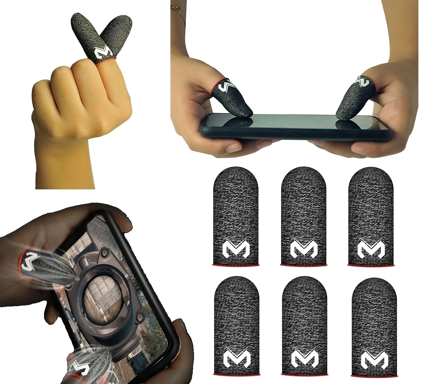 Mobile Game Finger Caps Non-Slip Touch Screen Gloves Anti-Sweat Sleeves Shoot Aim Thumb Cover Phone Accessories for CoD Warzone, Free Fire, PUBG, LOL
