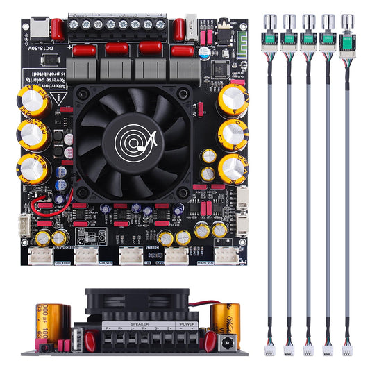 ZK-AS21P 2.1 Channel Bluetooth Amplifier Board, 300W x2 Stereo Class D Home Audio Amp with 600W Subwoofer Output, 2 x TPA3255 Chip, AUX USB Input