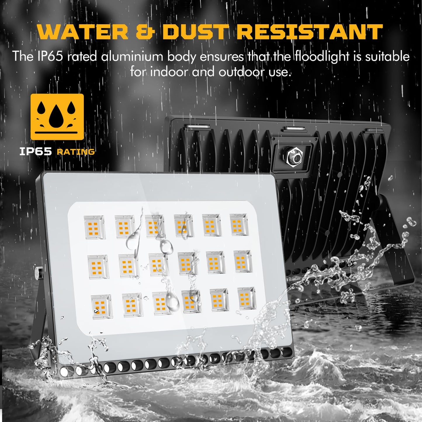 Viugreum 100W LED Flood Light Outdoor, 3000K Warm White 8000LM Super Bright Outdoor Security Light, IP67 Waterproof for Garage, Warehouse, Garden