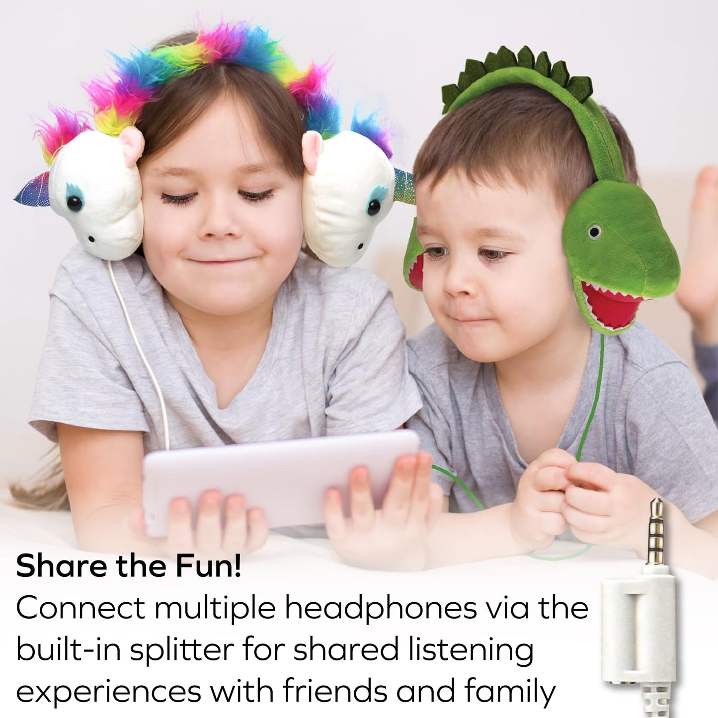 Coby Zooland Wired Plush Kids’ Headphones, Portable Over-Ear Headphones with 3.5mm Jack and Built-in Splitter, Volume Limit at 85 dBs, Built-in…