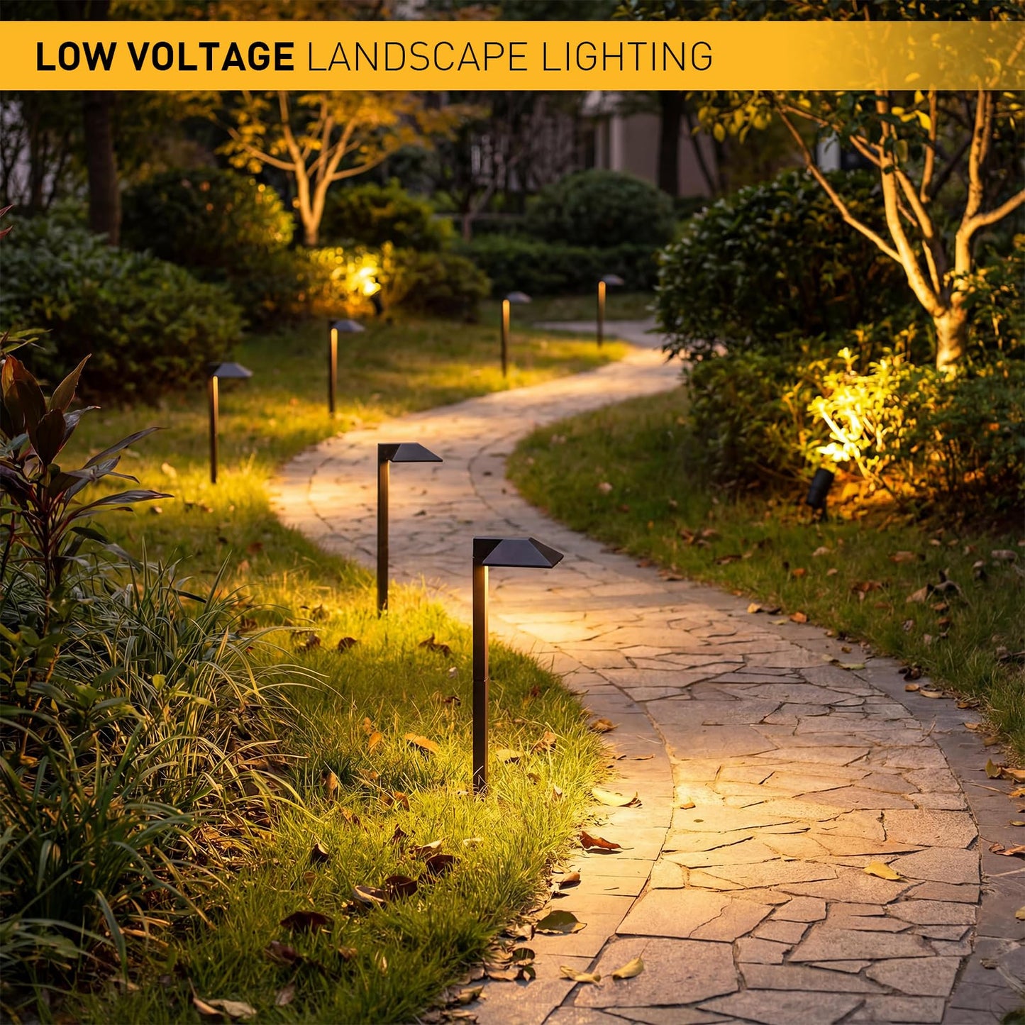 GOLDEN STAR Low Voltage Pathway Lights 1.2W Replaceable G4 LED 8PK Outdoor Landscape Lighting 40 Lumen Warm White Waterproof Garden Lights for Walkway