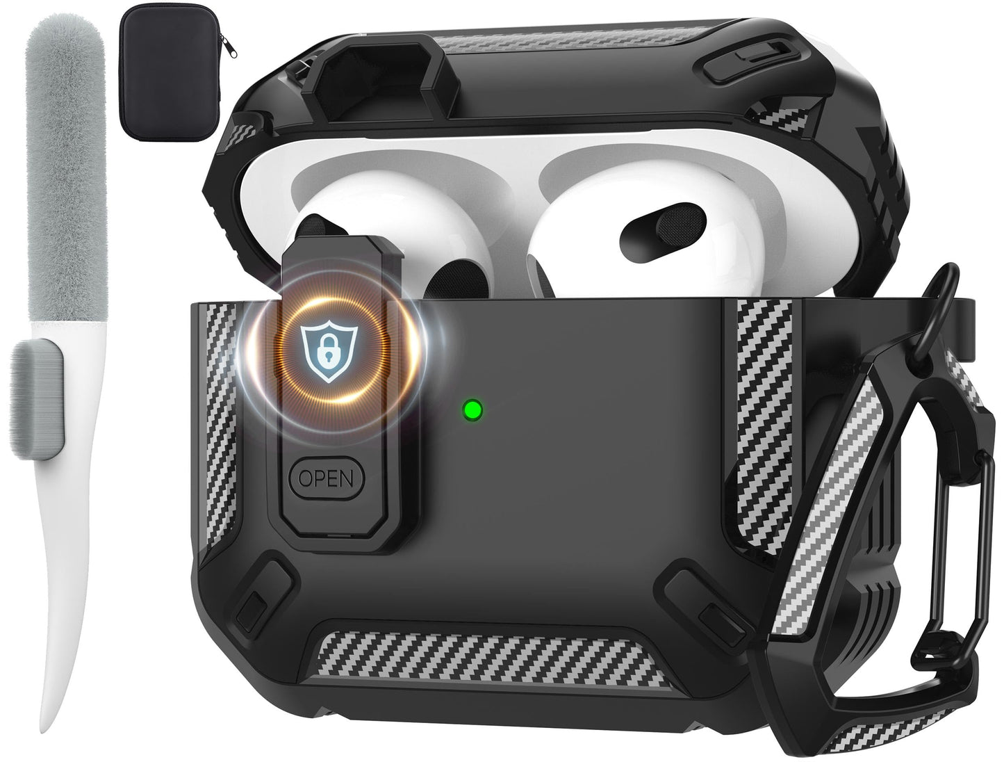 Maxjoy for AirPods 3rd Generation Case, AirPods 3 Case Cover with Lock AirPod3 Generation Protective Cases Gen 3 Shockproof Cover with Keychain
