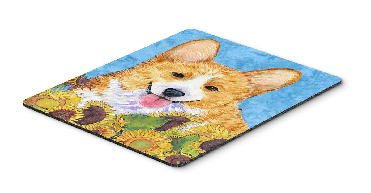 Caroline's Treasures SS4119MP "Corgi in Summer Flowers Mouse Pad, Hot Pad or Trivet" for Home Office Gaming Working Computers Laptop Mouse