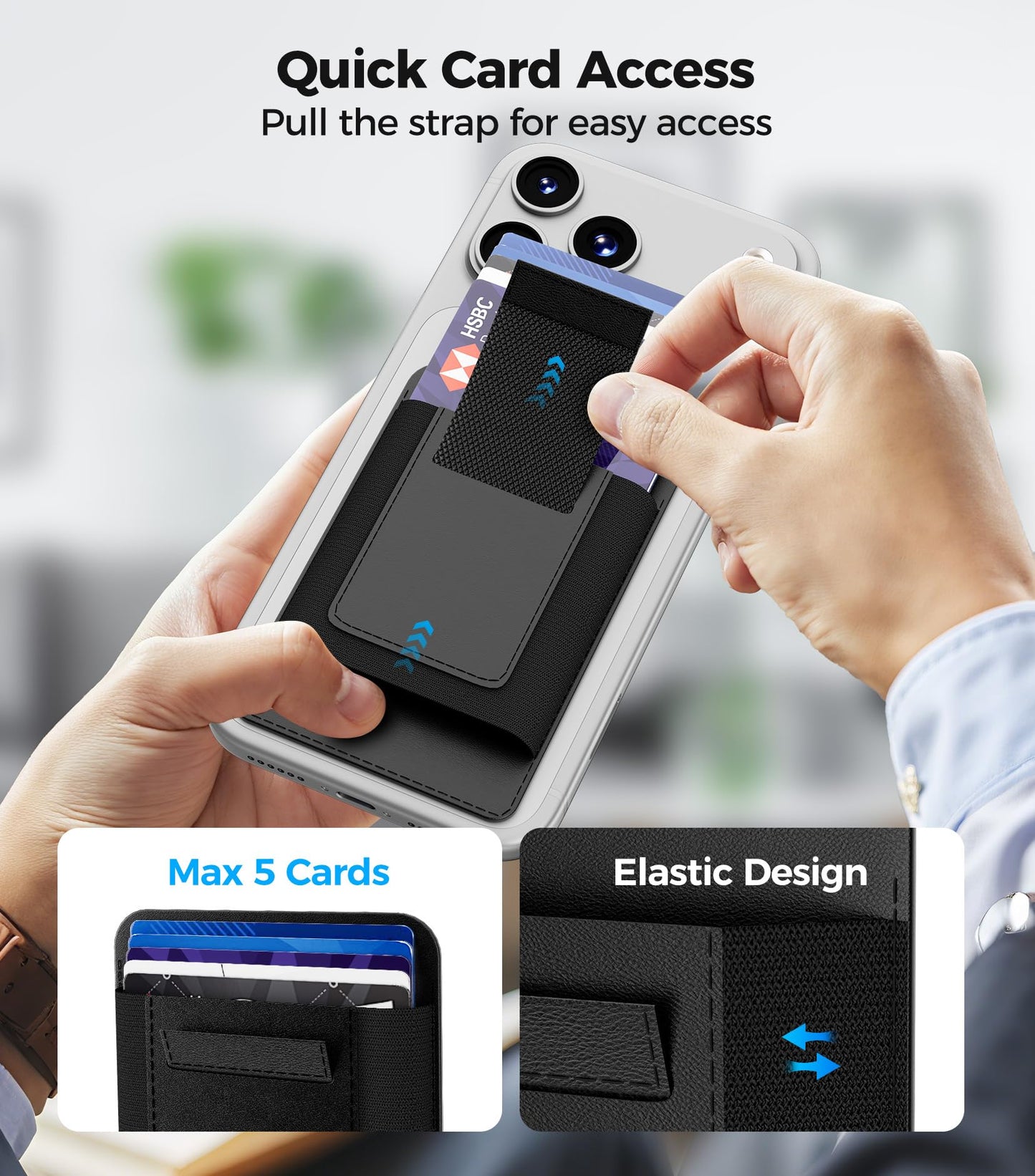 APTMAPT for MagSafe Wallet Works with Apple Find My, 5-Card RFID Holder with Pop-Up Strap, Strong Magnetic Wallet for iPhone 17/16/15/14/13/12 Pro Max
