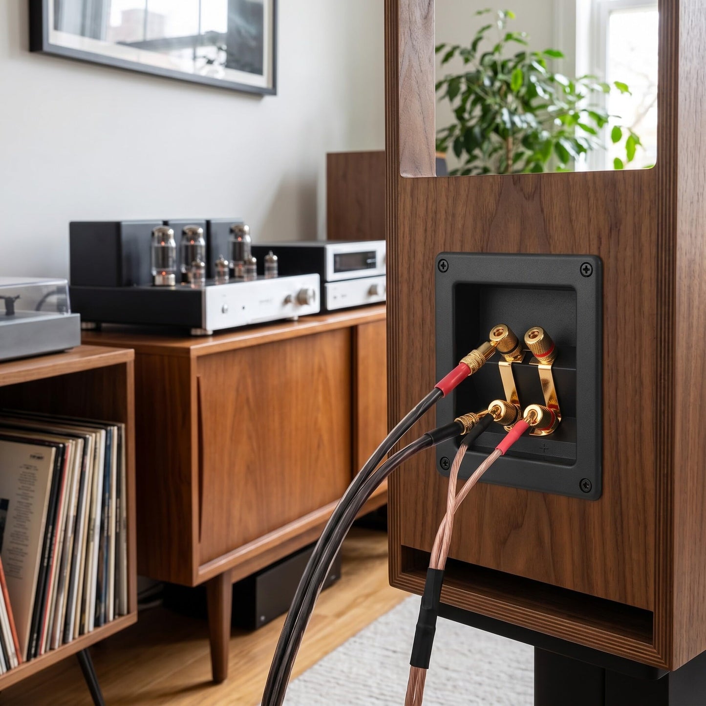 4-Way Speaker Box Terminal, 4 Copper Binding Post Terminal Cable Connector Speaker Box Subwoofer Plug