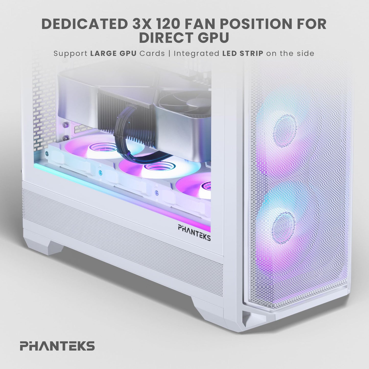 Phanteks Eclipse G400A ATX Mid-Tower Computer Case, PC Case with Tempered Glass Side Panel, RGB Gaming Chassis, 4 x 140mm Fans Pre-Installed (White)