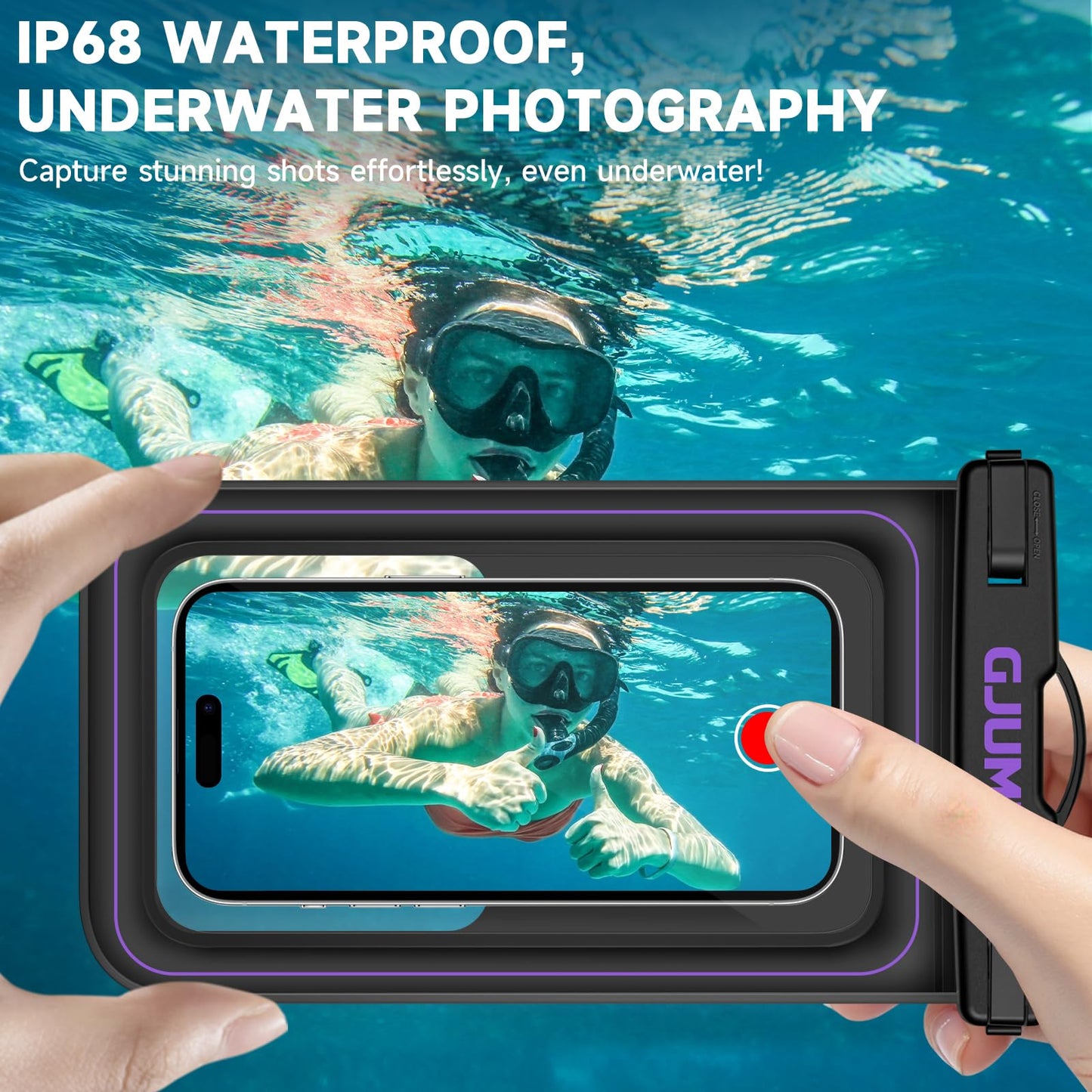 GJUMP Waterproof Phone Pouch Floating, 2 Pack IP68 Dry Bag Cell Phone Case