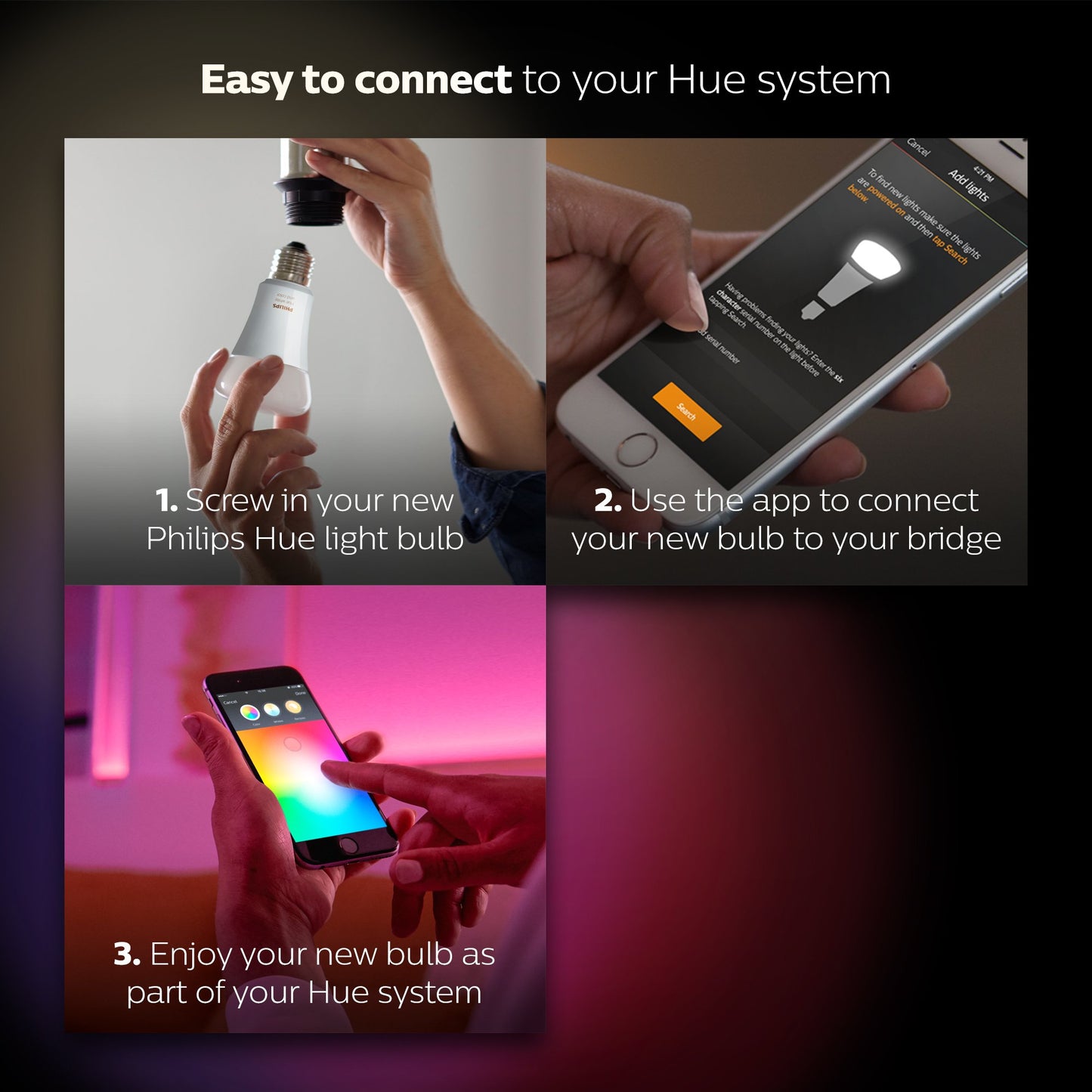 Philips Hue Single Premium A19 Smart Bulb, 16 million colors, for most lamps & overhead lights (Hue Hub Required, Works with Alexa), Old Version