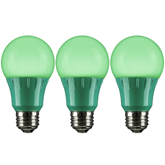 Sunlite 40451 LED A19 Colored Light Bulb, 3 Watts (25w Equivalent), E26 Medium Base, Non-Dimmable, UL Listed, Party Decoration, Holiday Lighting, 3
