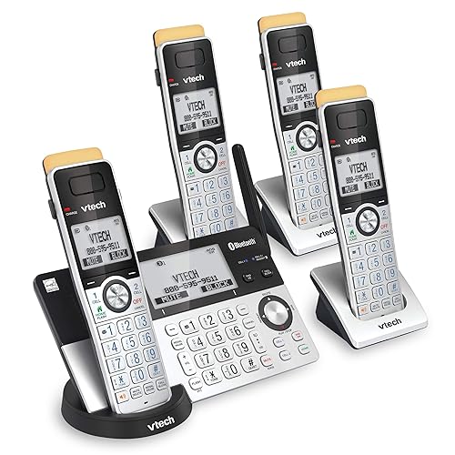 VTech IS8151-4 Super Long Range 4 Handset Cordless Phone for Home with Answering Machine, 2300 ft Range, Call Blocking, Bluetooth, Headset Jack, Power
