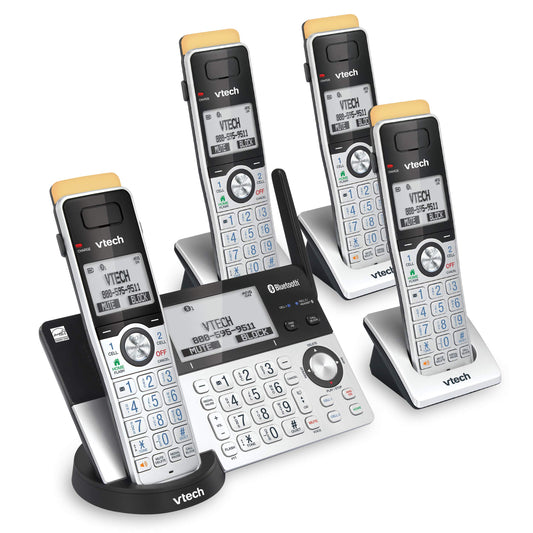 VTech IS8151-4 Super Long Range 4 Handset Cordless Phone for Home with Answering Machine, 2300 ft Range, Call Blocking, Bluetooth, Headset Jack, Power
