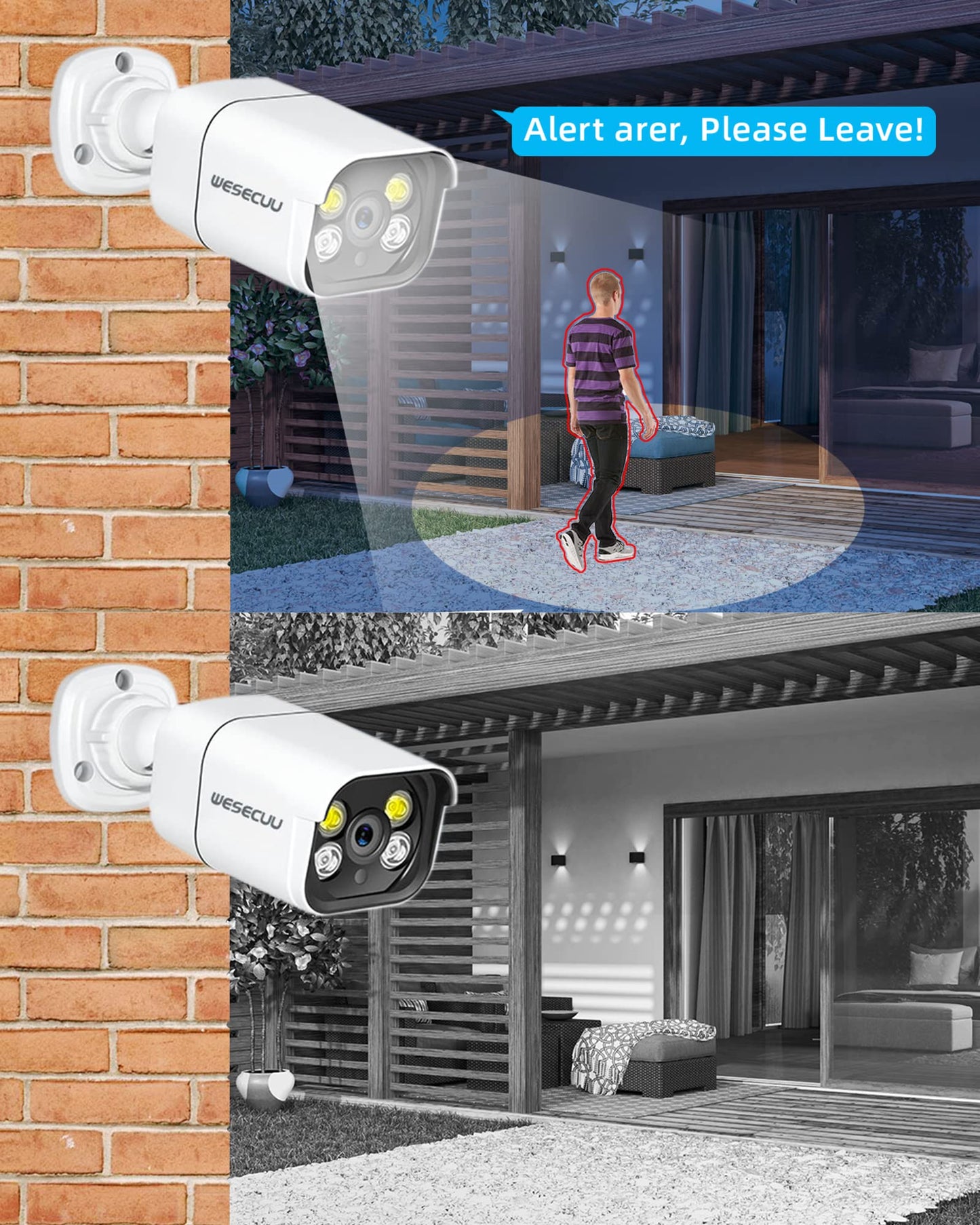 WESECUU Poe Security Camera System, 4K CCTV Camera Security System 4pcs IP Home Security Cameras Outdoor, 2-Way Audio, Human Detection Home Camera