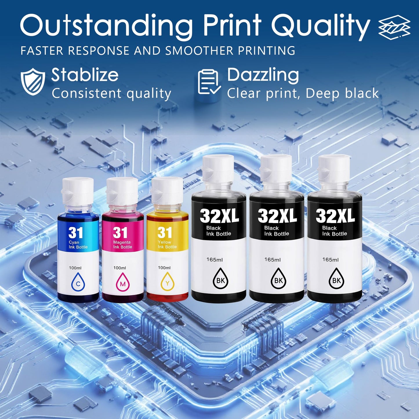 TRUINK 31XL 32XL Ink Cartridge 6-Pack Replacement for HP 31 and 32 Combo Pack Compatible with HP Smart Tank 7301 7001 5101 5000 5102 Printer Ink (6PK