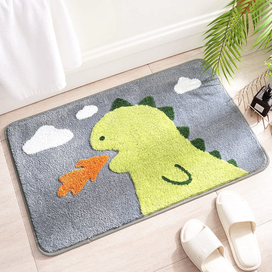 Molesun Dinosaur Bath Mat Non Slip, Bath Rug Soft Shower Rug Plush Microfiber Water Absorbent Thick Shaggy Floor Mats for Bathroom, Bedroom, Kitchen…